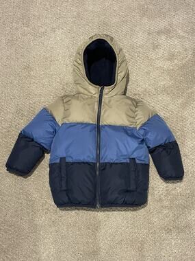 Swiss Tech Puffer Jacket Hooded Fleece Lined Colorblock Mid-weight Sz: 4Y